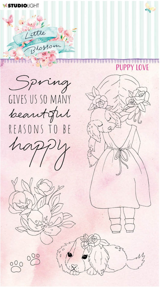 Studio Light - Clear Stamp Puppy Love Little Blossom 105x148x3mm 8 PC Nr.195 Studio Light