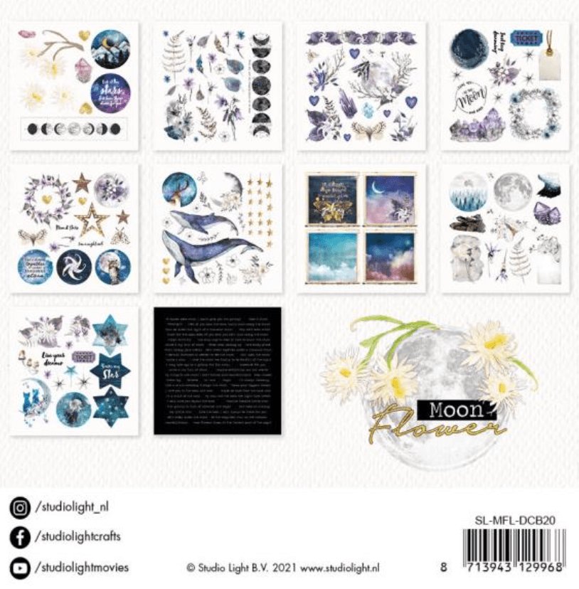 Studio Light - Die Cut Block A5 - Moon Flower - Paper Elements - Messy Papercrafts