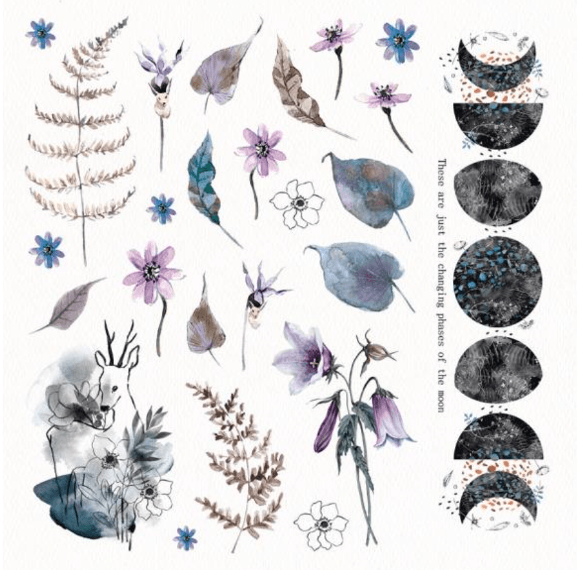 Studio Light - Die Cut Block A5 - Moon Flower - Paper Elements - Messy Papercrafts