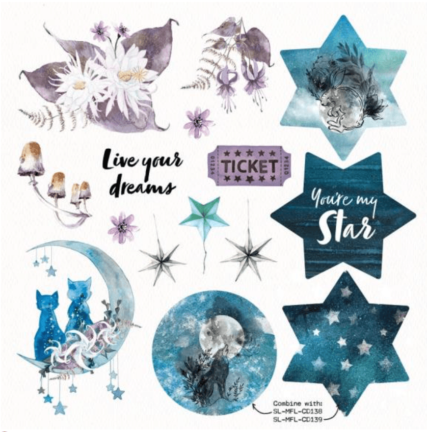 Studio Light - Die Cut Block A5 - Moon Flower - Paper Elements - Messy Papercrafts