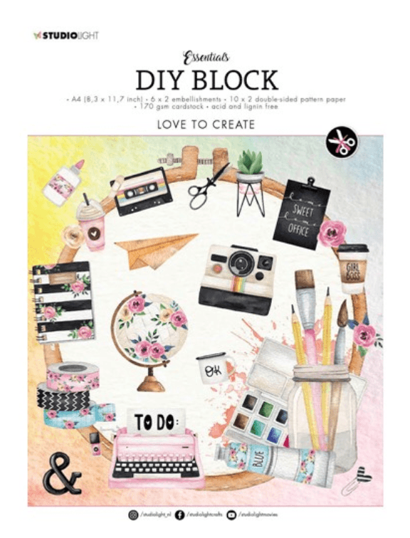 Studio Light - DIY Block "Love To Create" - A4 - Essentials Nr.16 - Messy Papercrafts