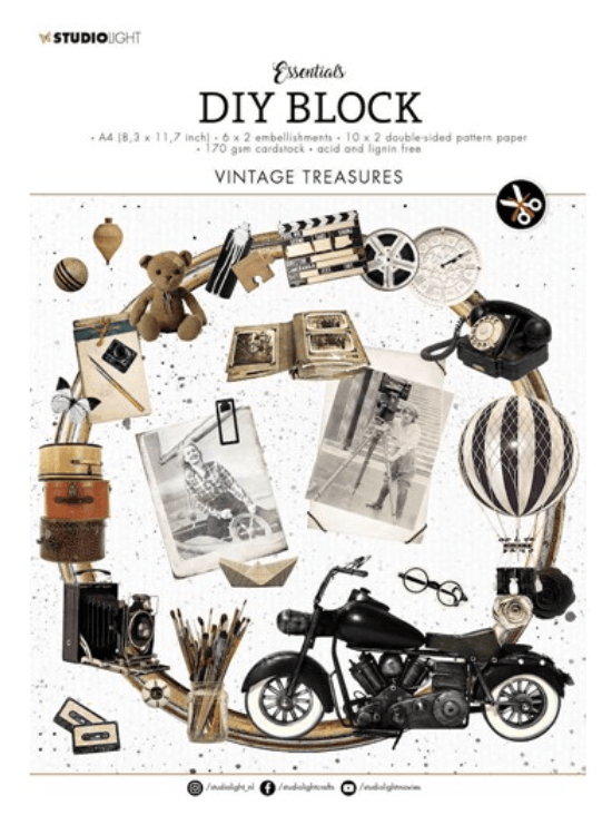 Studio Light - DIY Block "Vintage Treasures" - A4 - Essentials Nr.19 - Messy Papercrafts