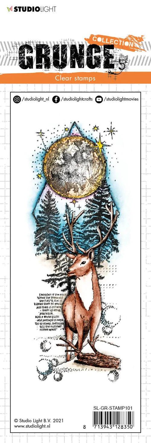 Studio Light Grunge - Clear Stamp Deer In Full Moon Grunge 74x210x3mm 1 pc Nr. 101 - Messy Papercrafts