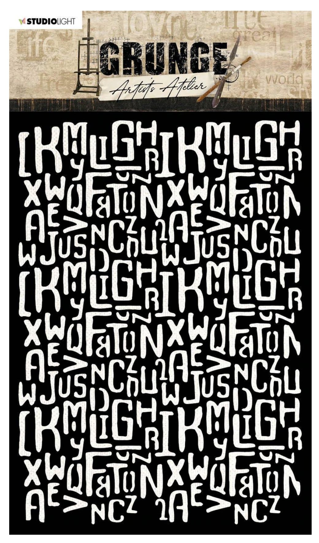 Studio Light - Mask Background Letters Artist’s Atelier 210x148mm Nr. 12 Studiolight