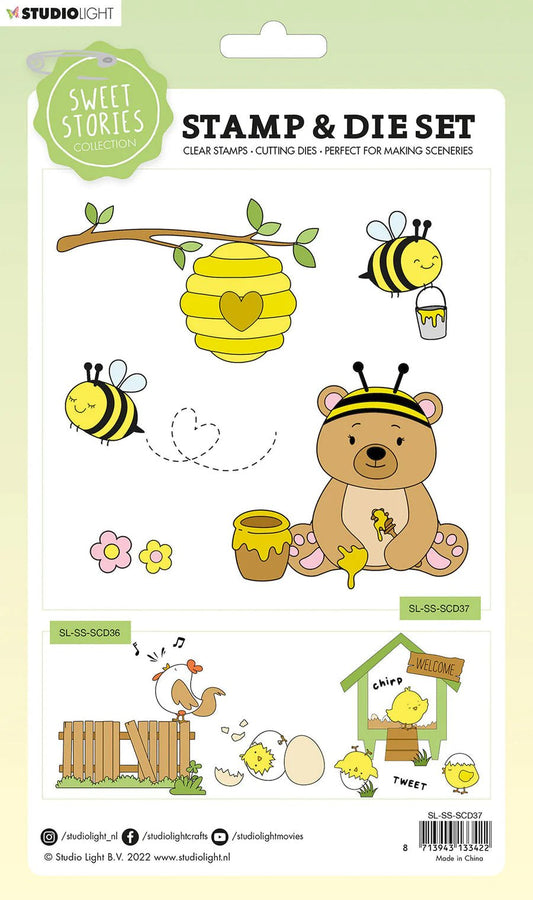 Studio Light - Stamp & Cutting Die - Bear And Bees - Sweet Stories - Messy Papercrafts