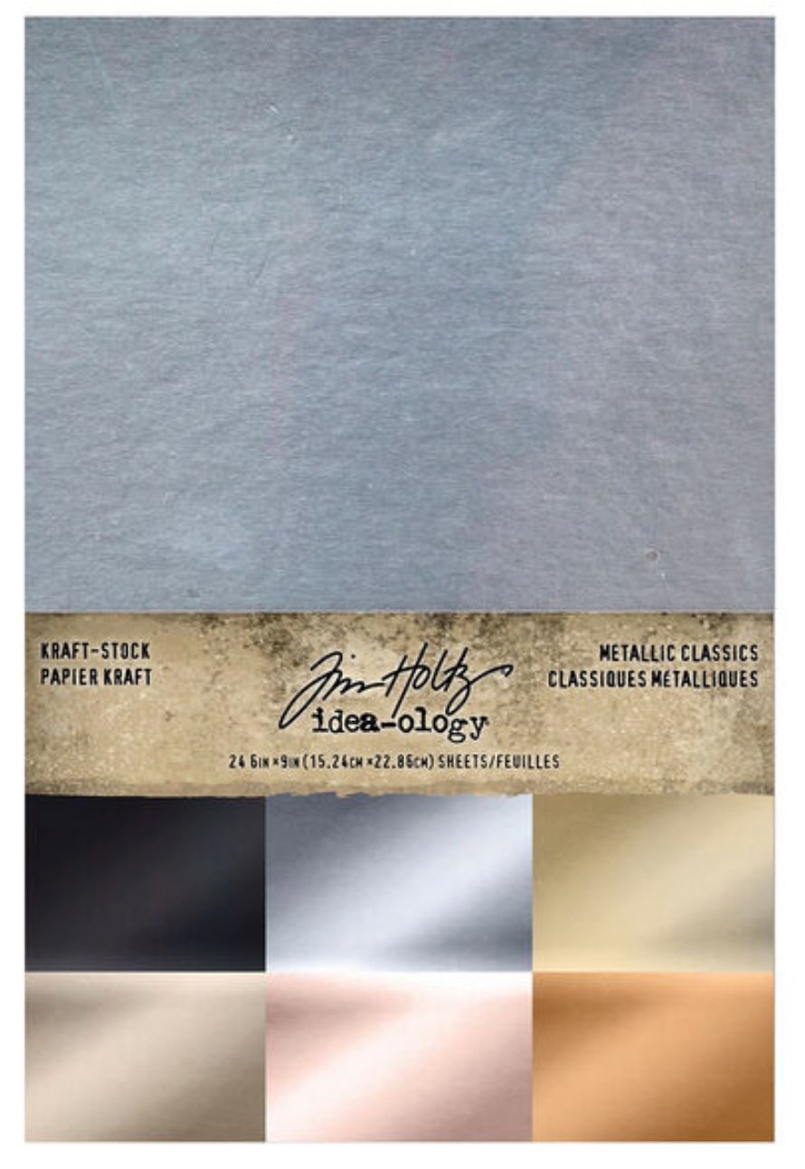 Tim Holtz Kraft Stock Metallic Classics Paper - 6x9 Inch Sheets - Ideology Tim Holtz