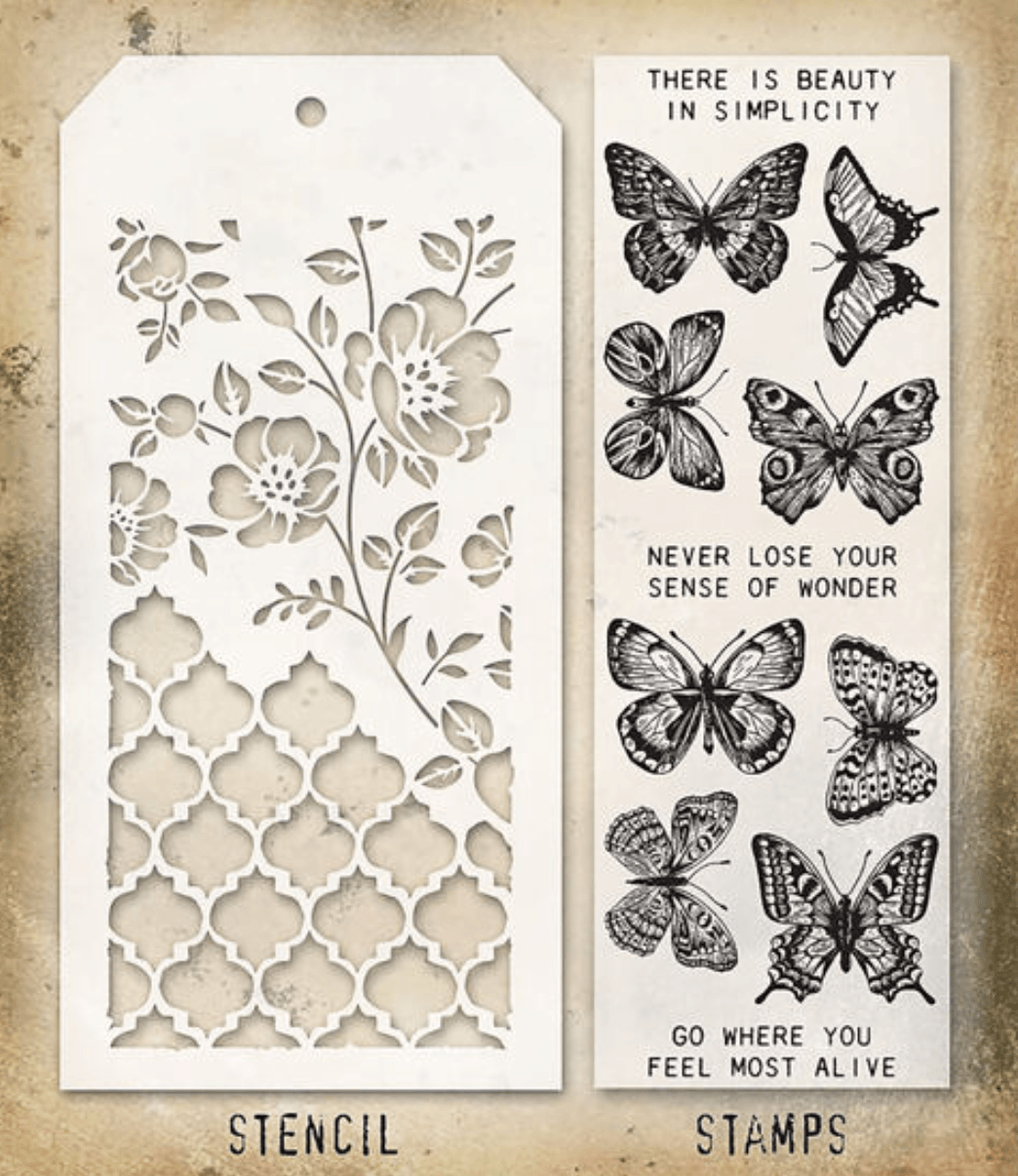 Tim Holtz Mixed Media Stamp & Stencil Set - Tiles & Splotches - Messy  Papercrafts