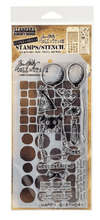 Tim Holtz Mixed Media Stamp & Stencil Set - Tiles & Splotches - Messy Papercrafts