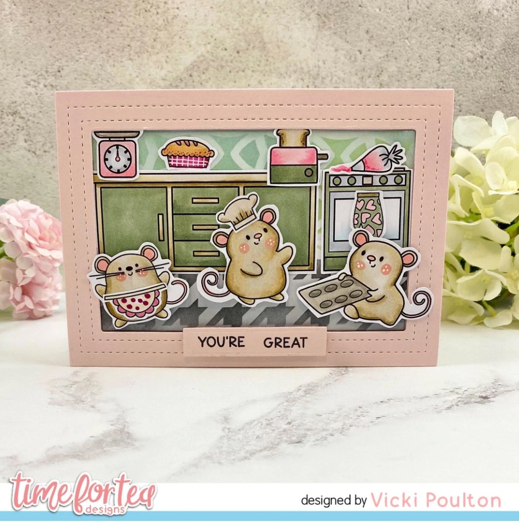 Time For Tea - Baked With Love Kitchen Add On - Stamp Set - 4x6 Time For Tea