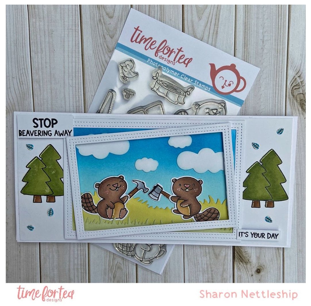 Time For Tea - Beavering Away A6 - Stamp Set - 4x6 Time For Tea
