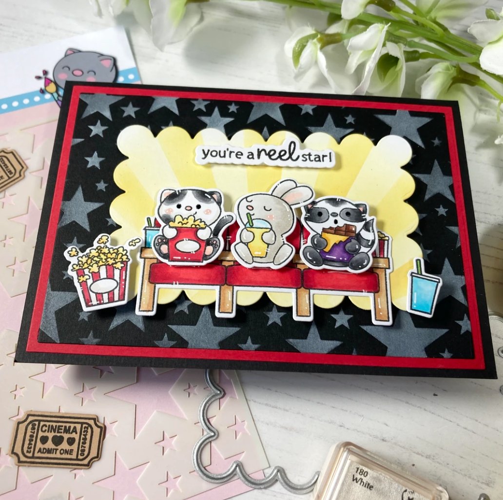 Time For Tea Designs - Movie Night - A6 Stamp Set - Messy Papercrafts