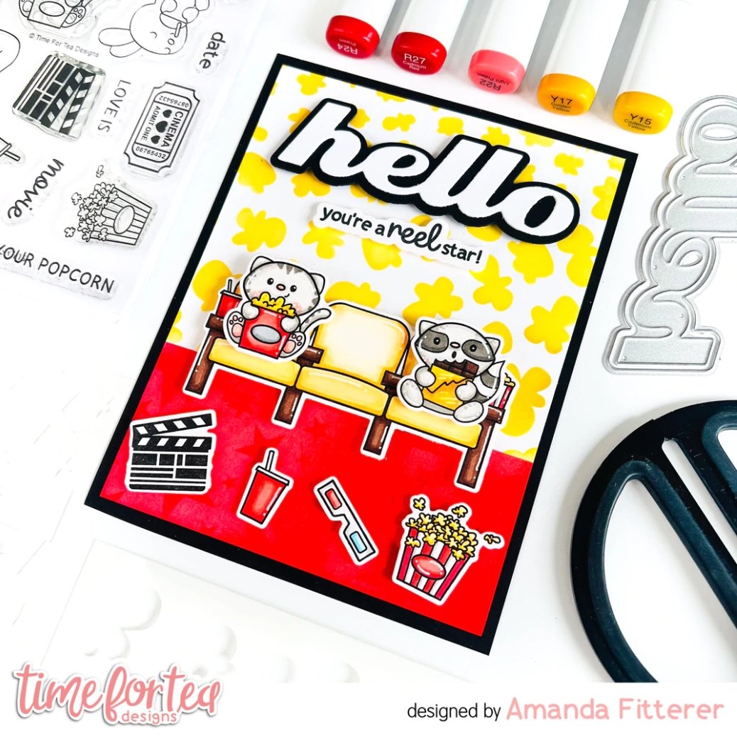 Time For Tea Designs - Movie Night - A6 Stamp Set - Messy Papercrafts