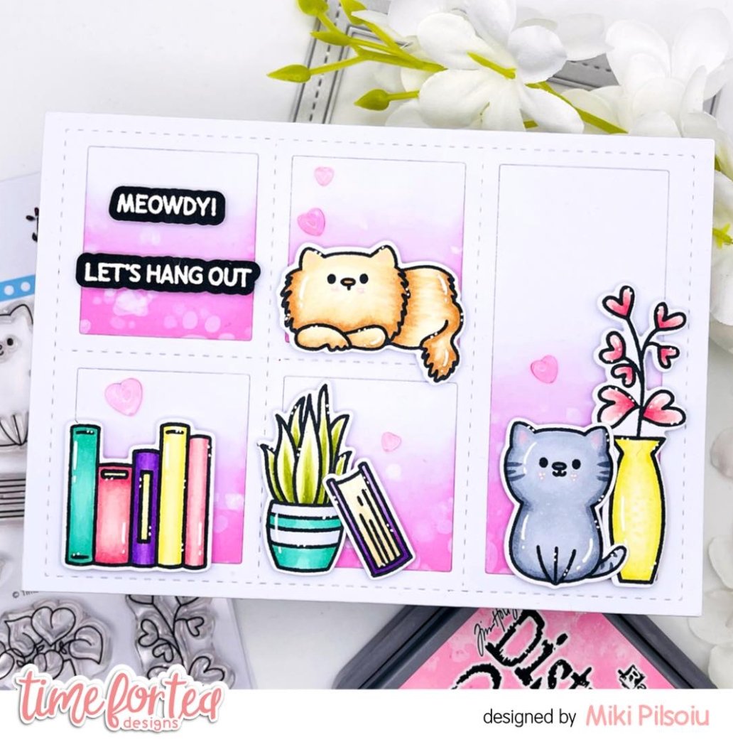 Time For Tea Designs - Purrfect Day - A6 Stamp Set - Messy Papercrafts