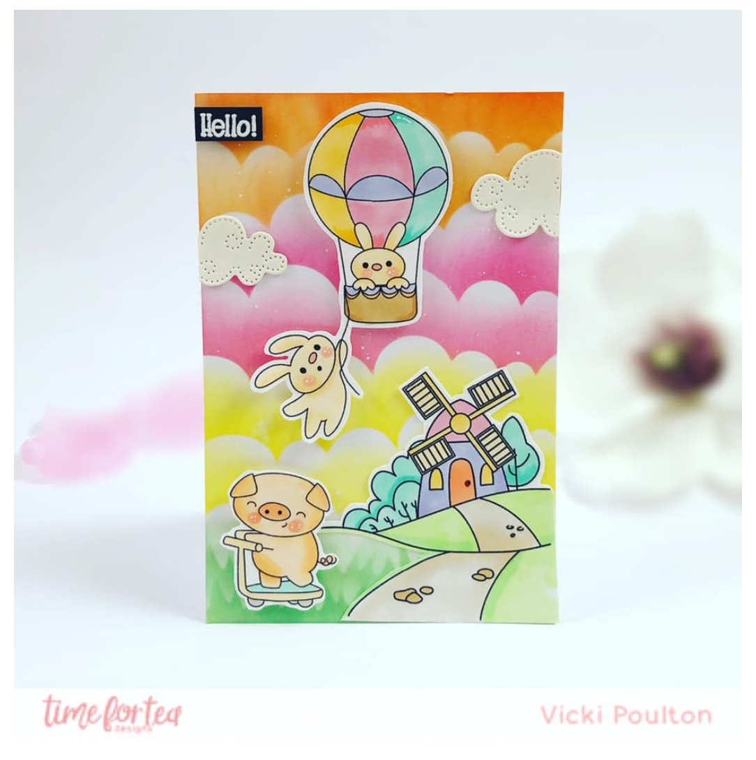 Time For Tea - Up Up & Away - Stamp Set - 4x6 Time For Tea