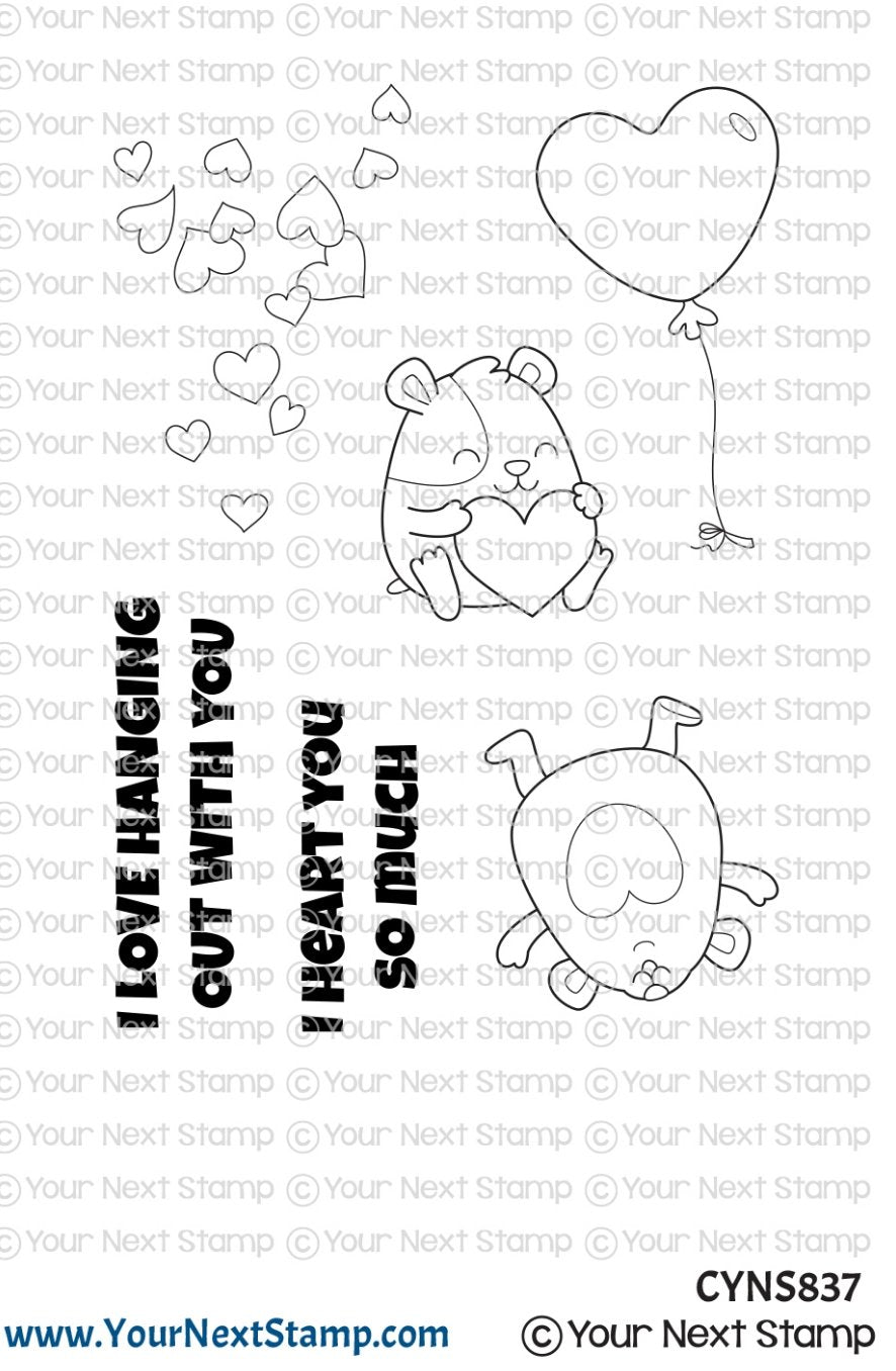 Your Next Stamp - Hammie I Heart You Stamp Set - 3x4 inch Your Next Stamp